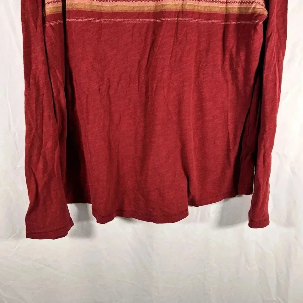 Lucky Brand Sweater Men's XL Burgundy Crew Neck Long Sleeve 100% Cotton